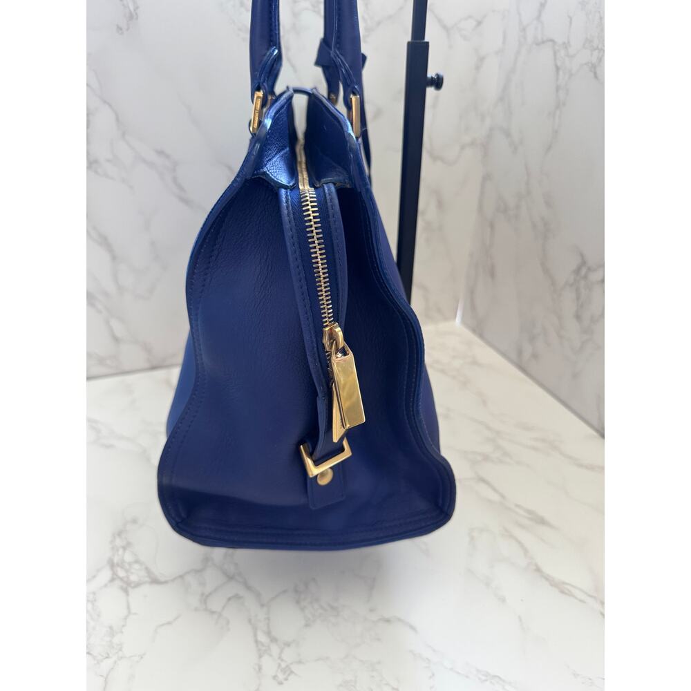 YSL Saint Laurent Classic Y Cabas Chyc Satchel  Blue Leather - Picture 8 of 16